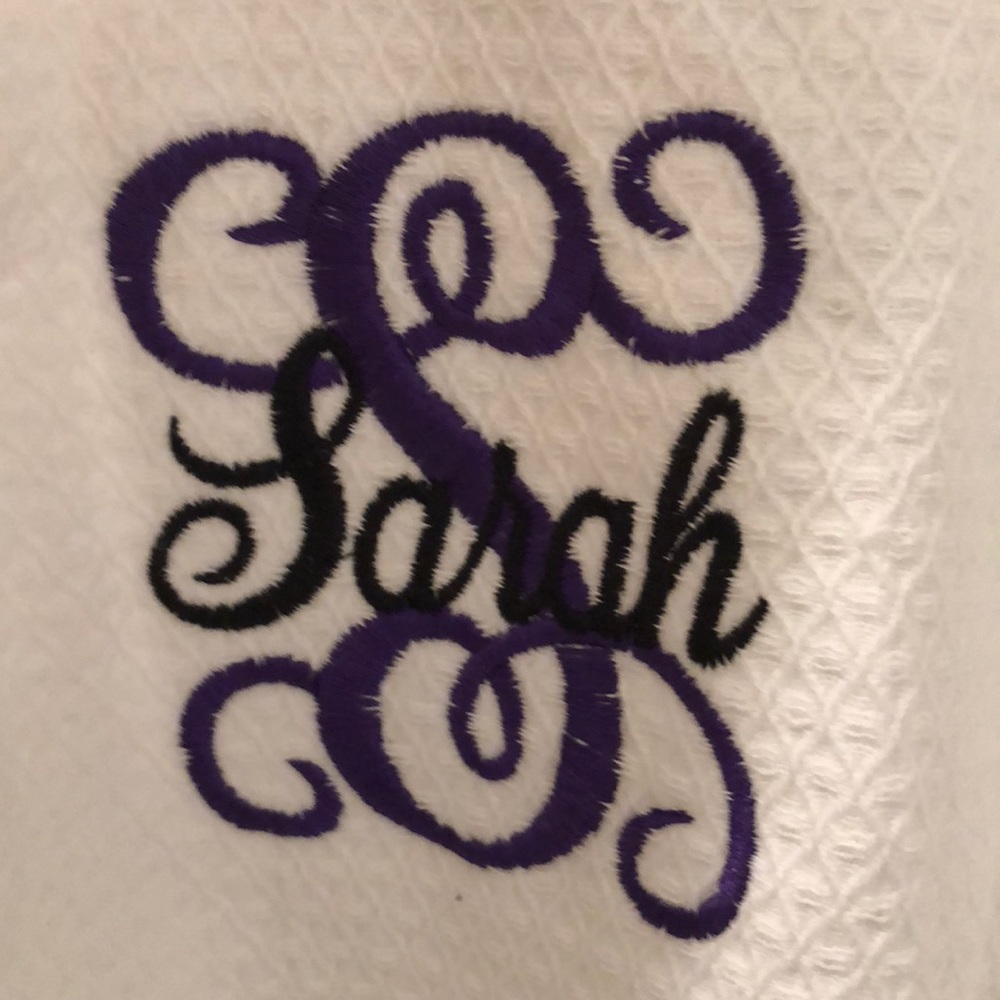 Child Waffle Robe Monogram is Sarah - Picture 2 of 4